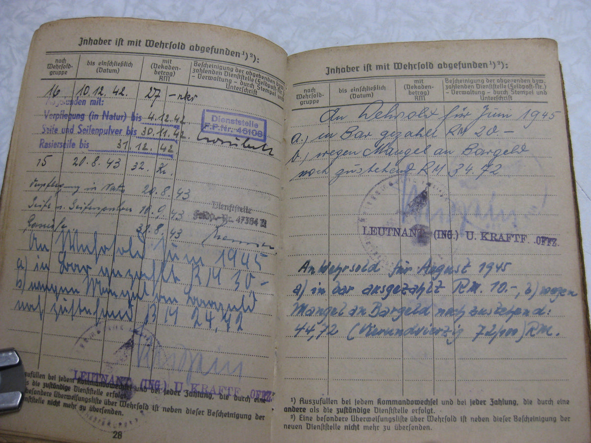 Soldbuch NARVIK NORWEGEN Drontheim  Bogen Lyngdal Verdal Marineartillerie Küstenartillerie