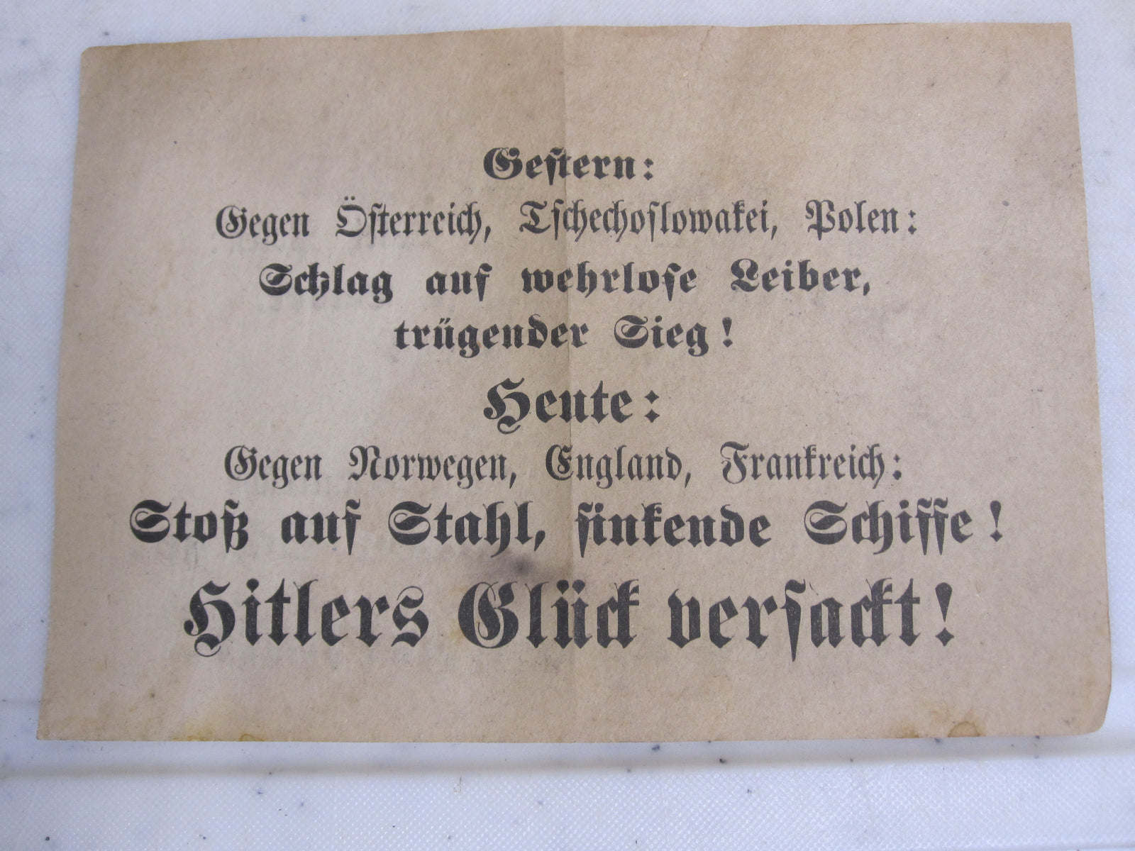 Alliiertes Britisches Flugblatt 1940