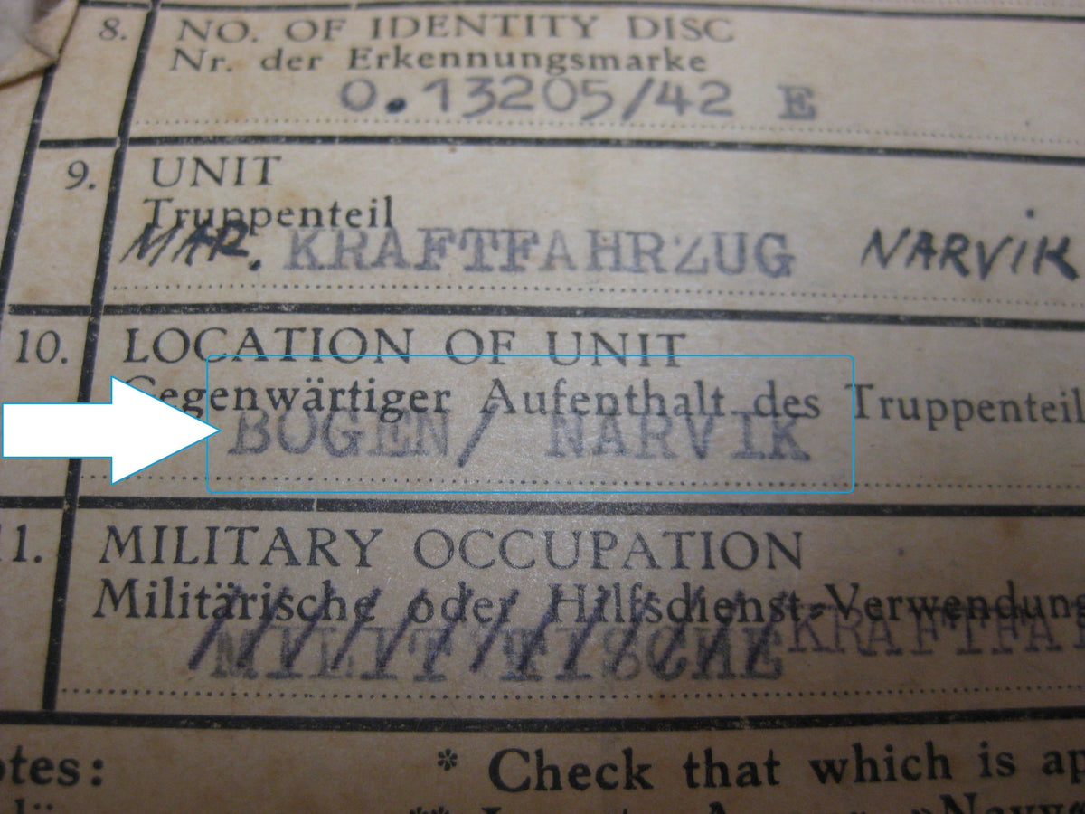 Soldbuch NARVIK NORWEGEN Drontheim  Bogen Lyngdal Verdal Marineartillerie Küstenartillerie