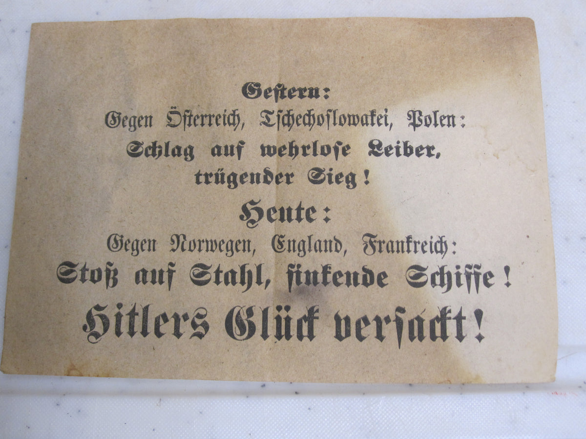 Alliiertes Britisches Flugblatt 1940