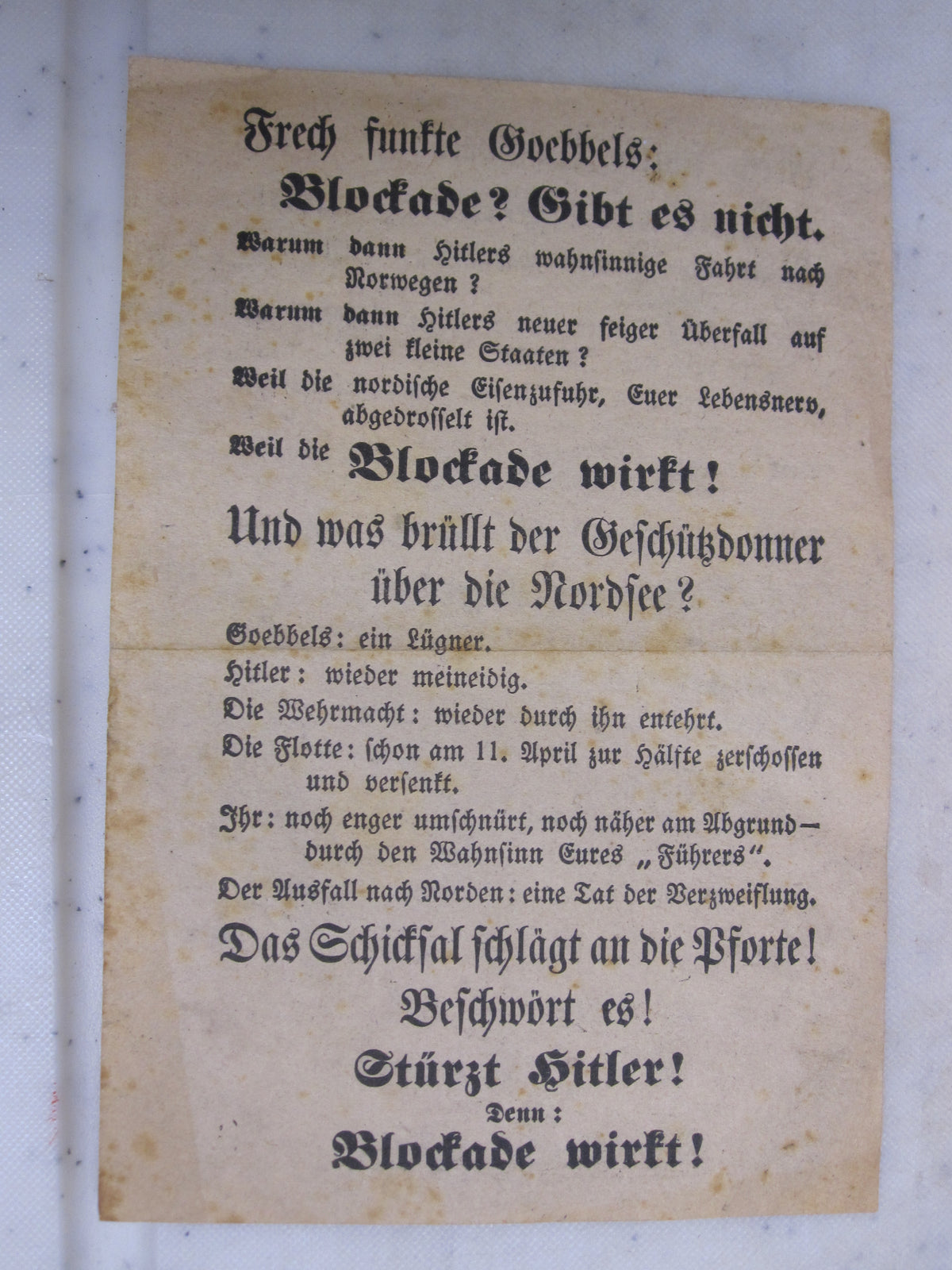 Alliiertes Britisches Flugblatt ca. 1940