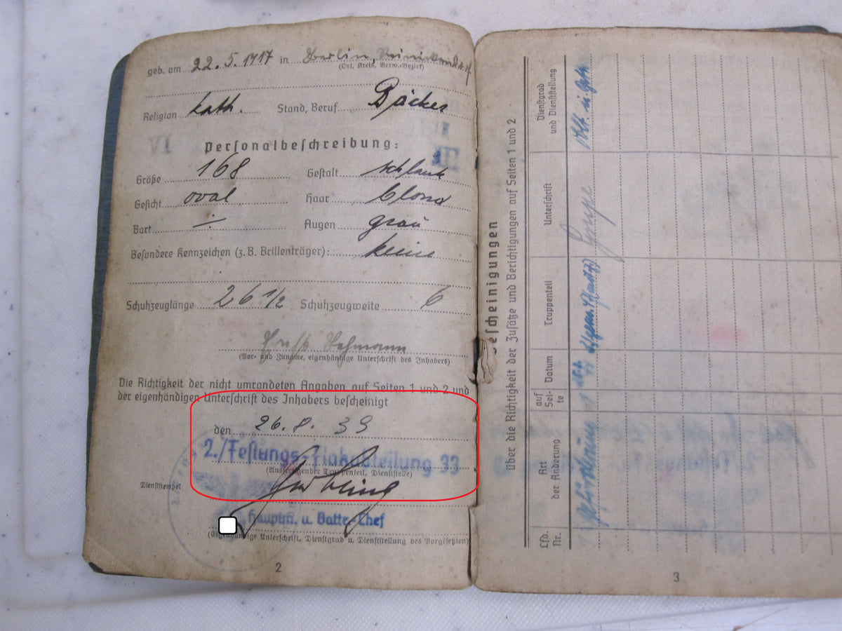 Militärpaß Soldbuch Wehrmacht Luftwaffe