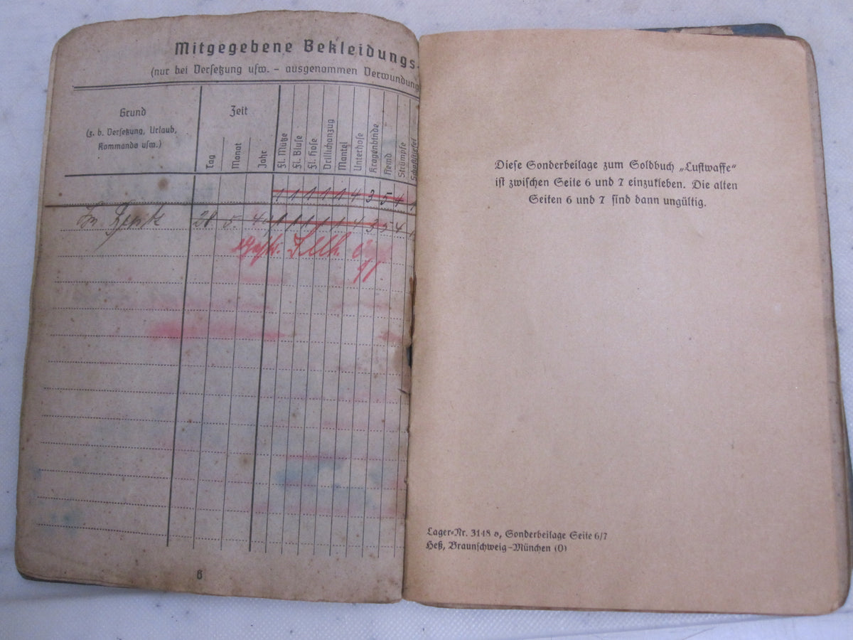 Militärpaß Soldbuch Wehrmacht Luftwaffe