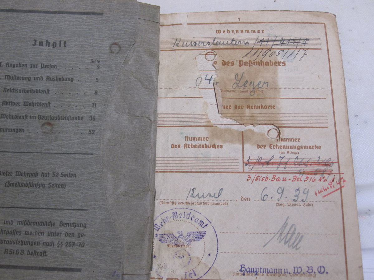 Wehrpaß Wehrmacht Heer