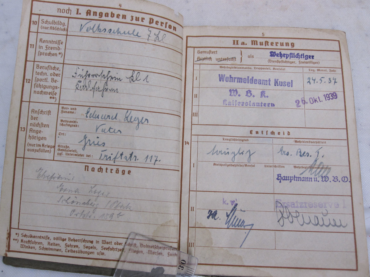 Wehrpaß Wehrmacht Heer