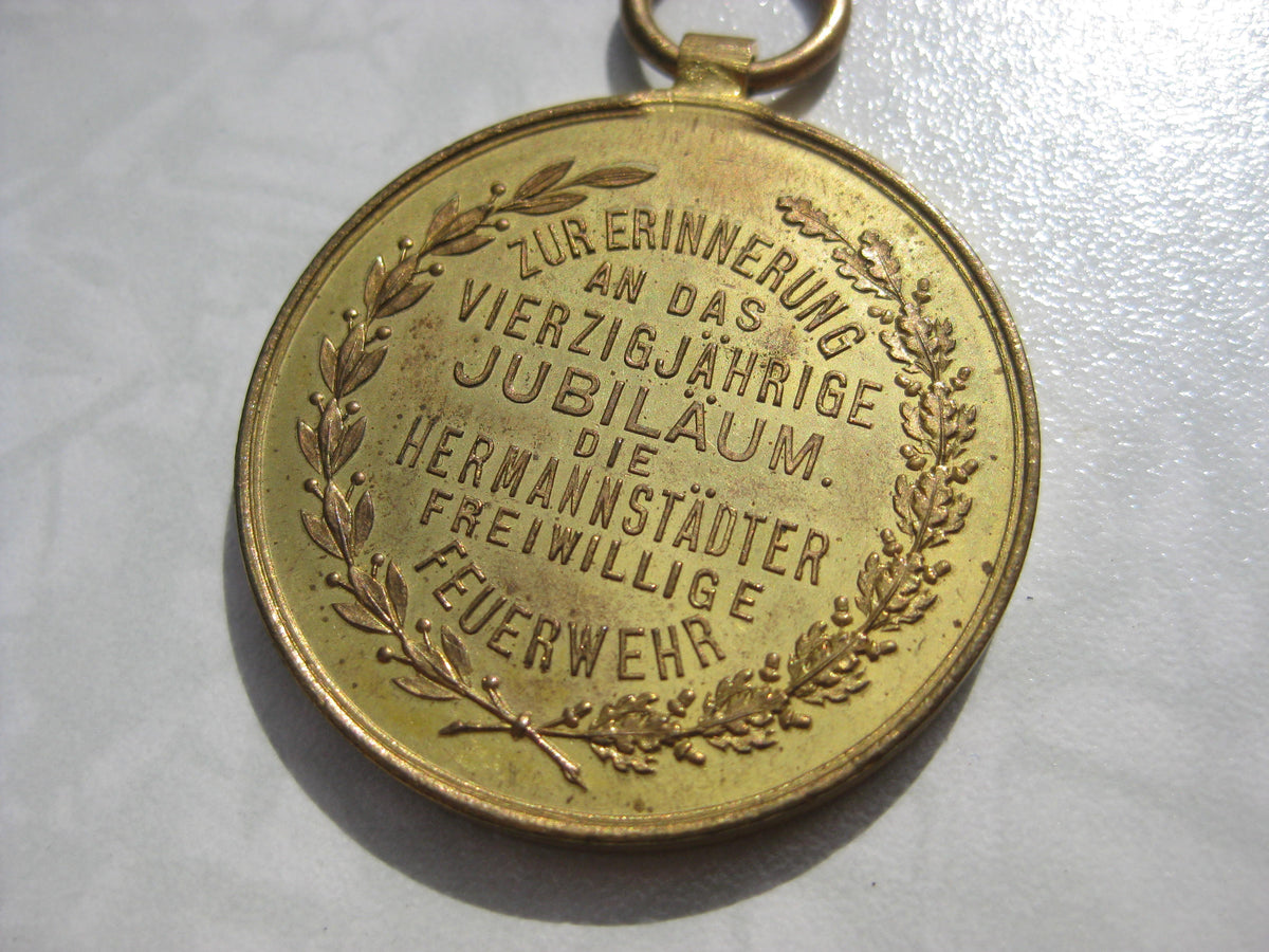 H.W. -  -  Erinnerungsabzeichen für 40 Jahre Feuerwehr HERMANNSTADT (Heute Sibiu) 1873 - 1913