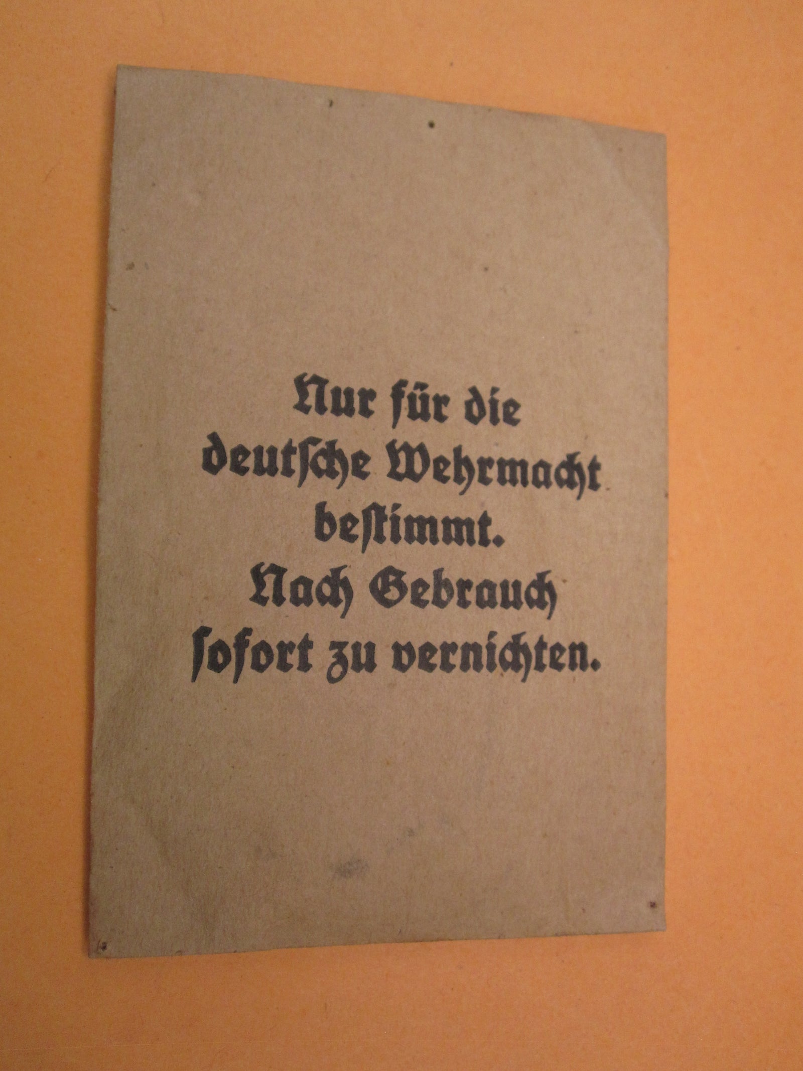 Kondompackung Kondomtüte Präservativ für Angehörige der Wehrmacht