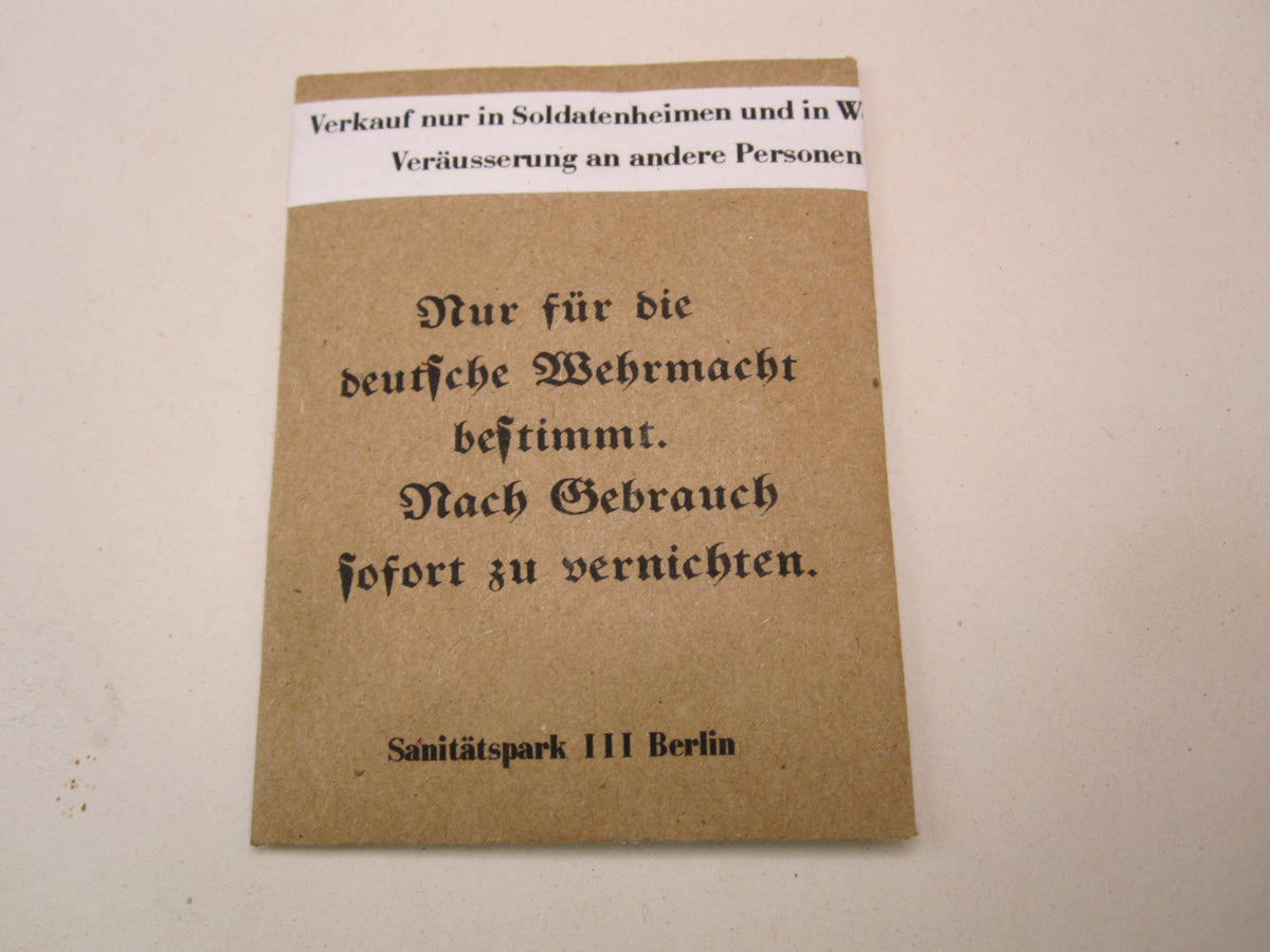 Kondompackung Kondomtüte Präservativ für Angehörige der Wehrmacht / Kriegsmarine