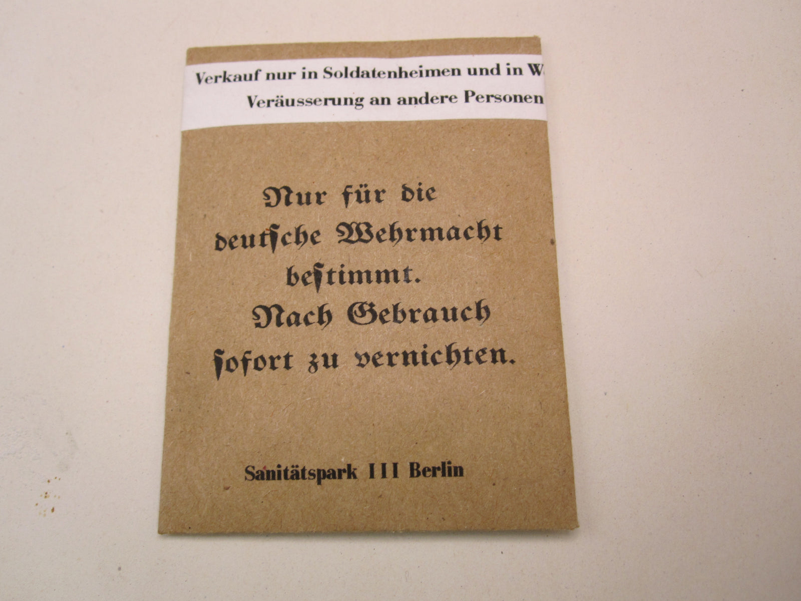 Kondompackung Kondomtüte Präservativ für Angehörige der Wehrmacht / Kriegsmarine