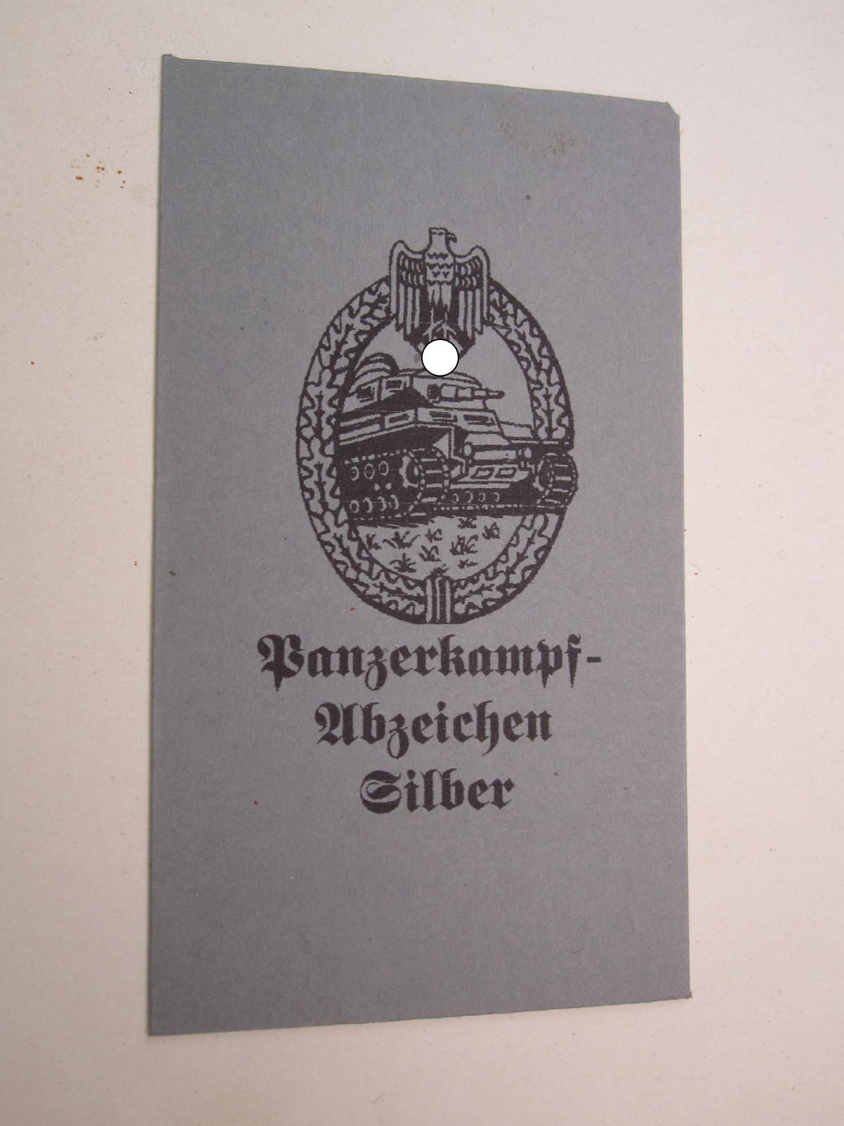 Leere Verleihungstüte Panzerkampfabzeichen in Silber / PKA