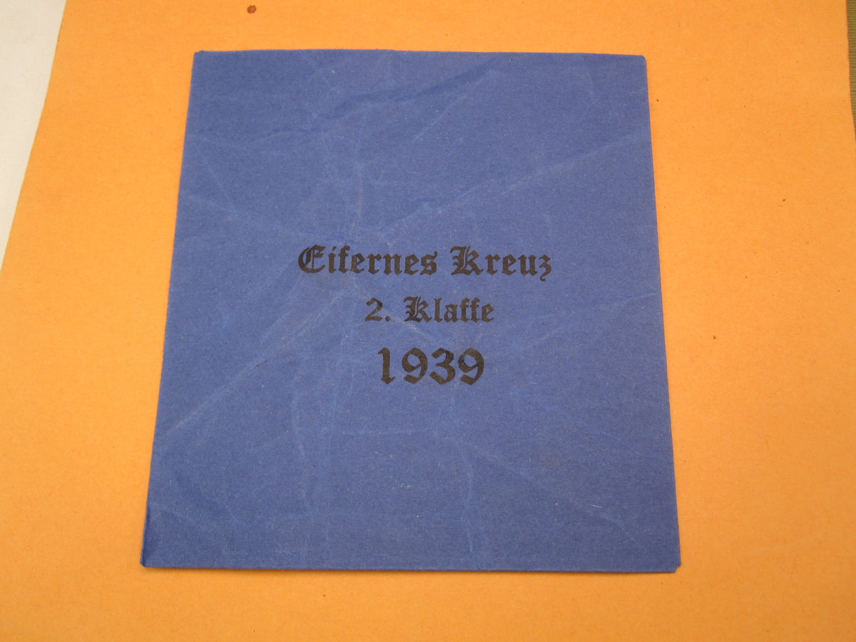 Leere Verleihungstüte Eisernes Kreuz 2.Klasse 1939 / EK2/39