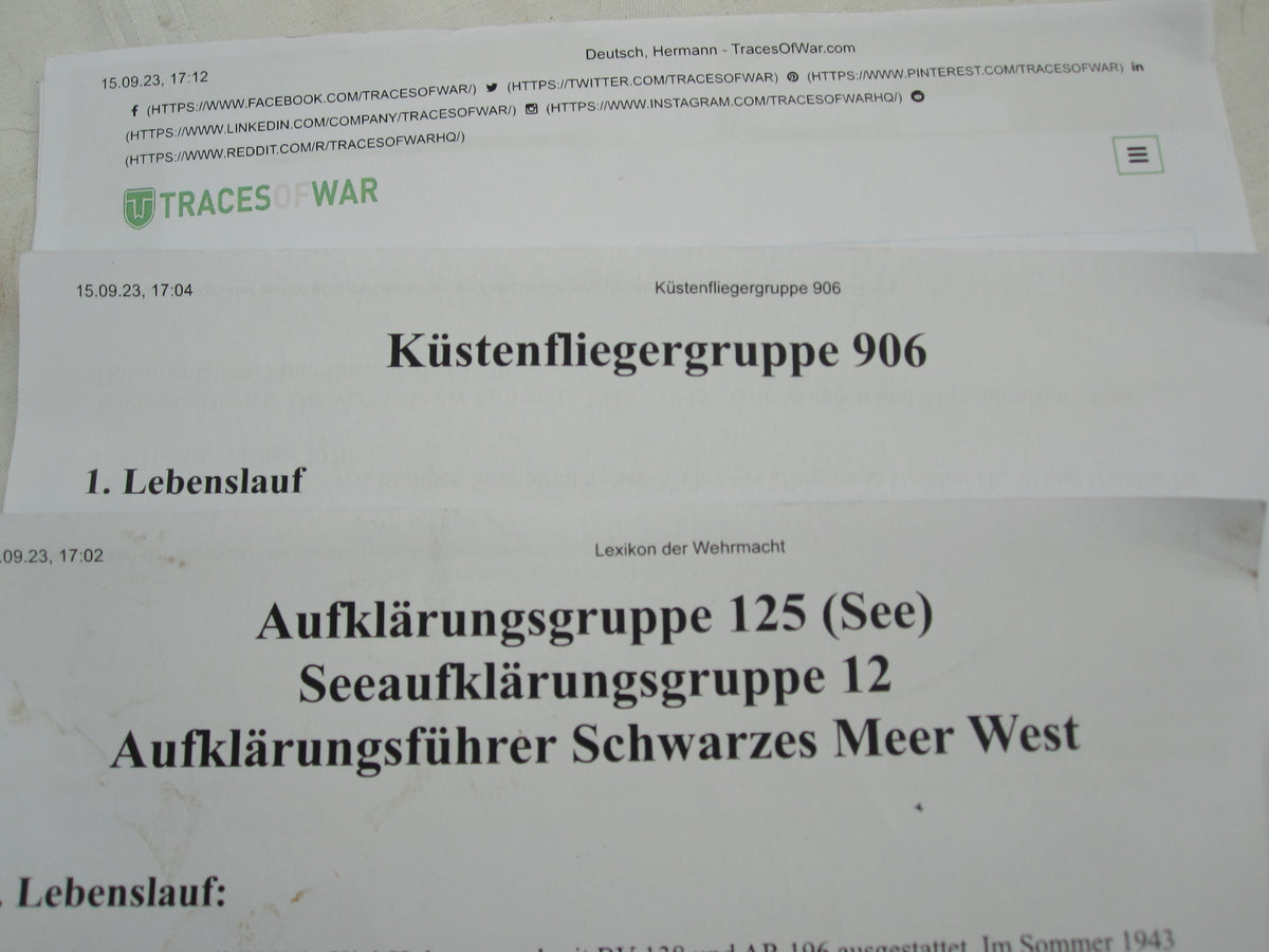 Flugbuch &amp; Leistungsbuch für SEEFLIEGER Träger Ehrenpokal der Luftwaffe Frontflugspange Gold EK1/39  etc etc