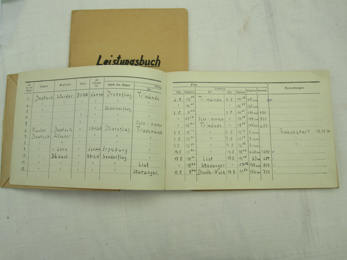 Flugbuch &amp; Leistungsbuch für SEEFLIEGER Träger Ehrenpokal der Luftwaffe Frontflugspange Gold EK1/39  etc etc