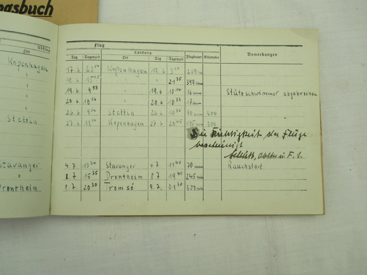 Flugbuch &amp; Leistungsbuch für SEEFLIEGER Träger Ehrenpokal der Luftwaffe Frontflugspange Gold EK1/39  etc etc