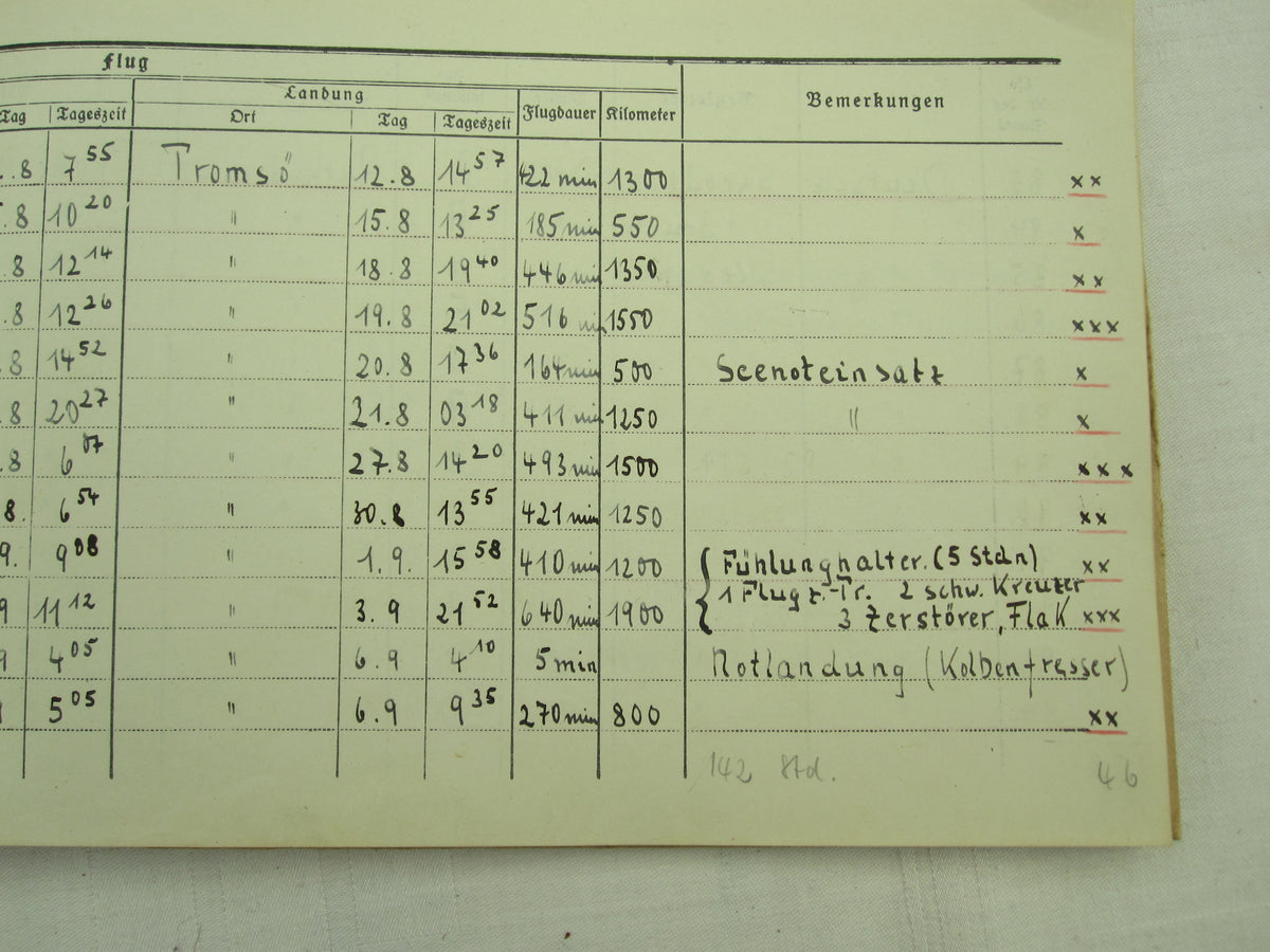 Flugbuch &amp; Leistungsbuch für SEEFLIEGER Träger Ehrenpokal der Luftwaffe Frontflugspange Gold EK1/39  etc etc