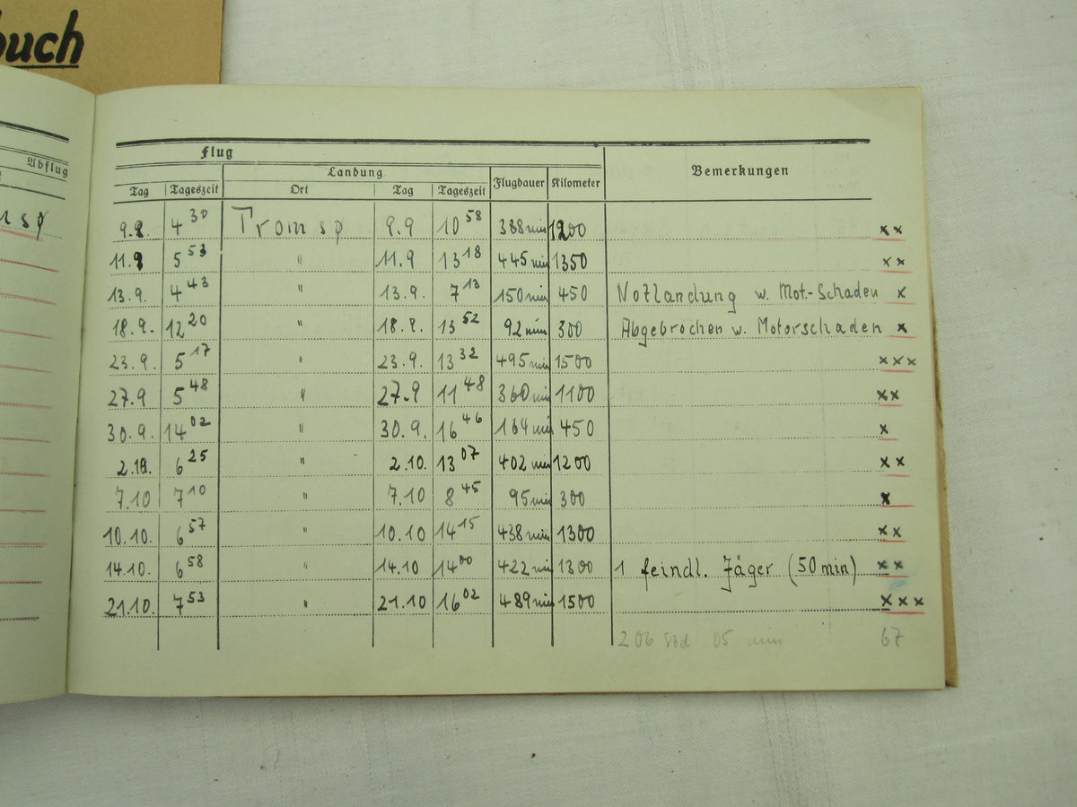 Flugbuch &amp; Leistungsbuch für SEEFLIEGER Träger Ehrenpokal der Luftwaffe Frontflugspange Gold EK1/39  etc etc