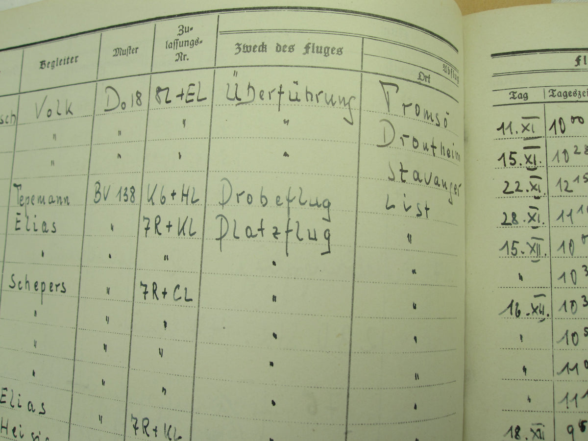 Flugbuch &amp; Leistungsbuch für SEEFLIEGER Träger Ehrenpokal der Luftwaffe Frontflugspange Gold EK1/39  etc etc
