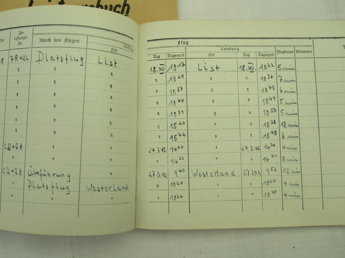 Flugbuch &amp; Leistungsbuch für SEEFLIEGER Träger Ehrenpokal der Luftwaffe Frontflugspange Gold EK1/39  etc etc