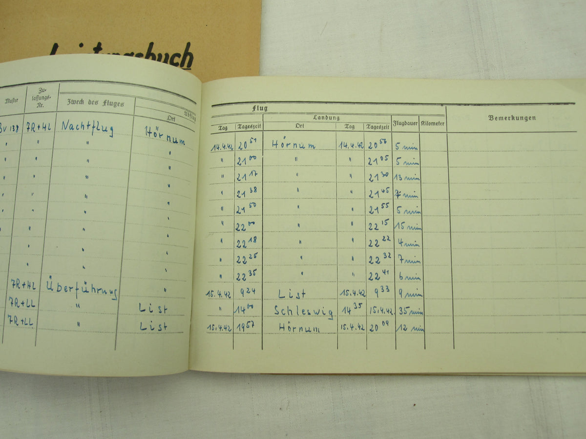 Flugbuch &amp; Leistungsbuch für SEEFLIEGER Träger Ehrenpokal der Luftwaffe Frontflugspange Gold EK1/39  etc etc