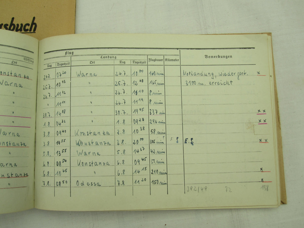 Flugbuch &amp; Leistungsbuch für SEEFLIEGER Träger Ehrenpokal der Luftwaffe Frontflugspange Gold EK1/39  etc etc