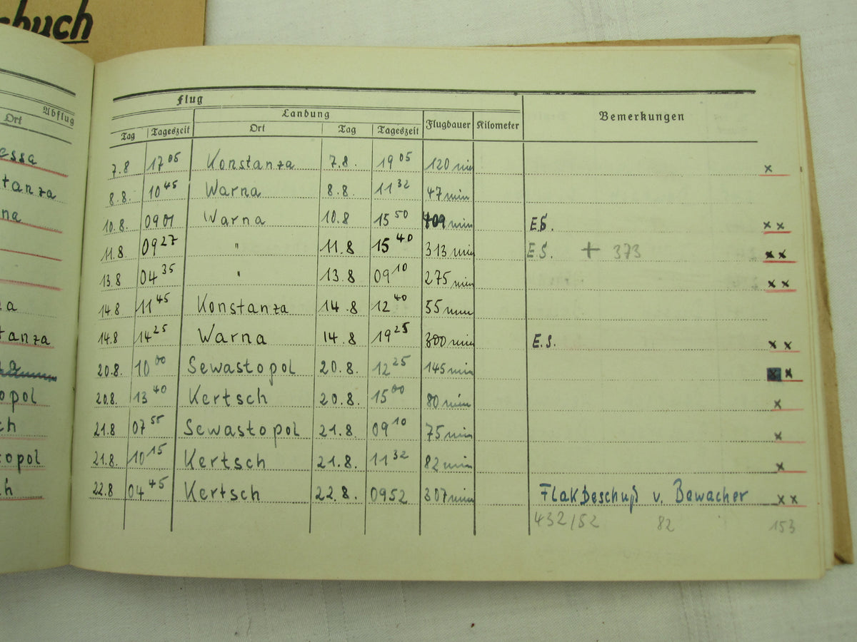 Flugbuch &amp; Leistungsbuch für SEEFLIEGER Träger Ehrenpokal der Luftwaffe Frontflugspange Gold EK1/39  etc etc