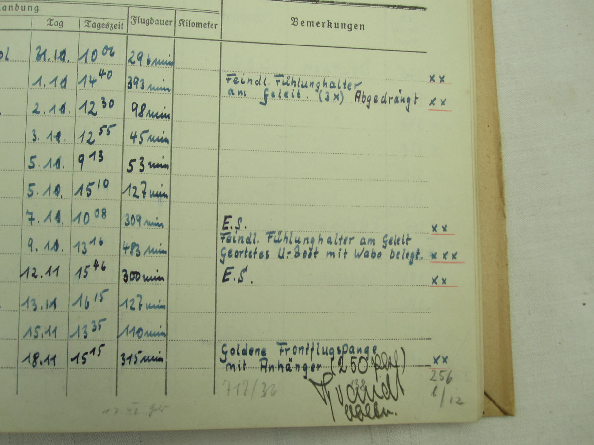 Flugbuch &amp; Leistungsbuch für SEEFLIEGER Träger Ehrenpokal der Luftwaffe Frontflugspange Gold EK1/39  etc etc