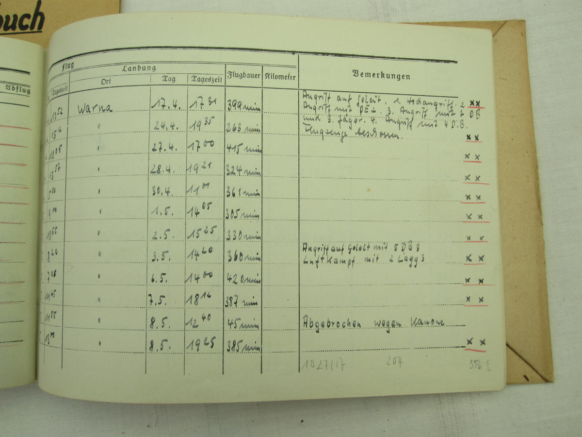 Flugbuch &amp; Leistungsbuch für SEEFLIEGER Träger Ehrenpokal der Luftwaffe Frontflugspange Gold EK1/39  etc etc