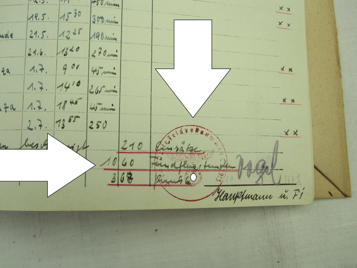 Flugbuch &amp; Leistungsbuch für SEEFLIEGER Träger Ehrenpokal der Luftwaffe Frontflugspange Gold EK1/39  etc etc