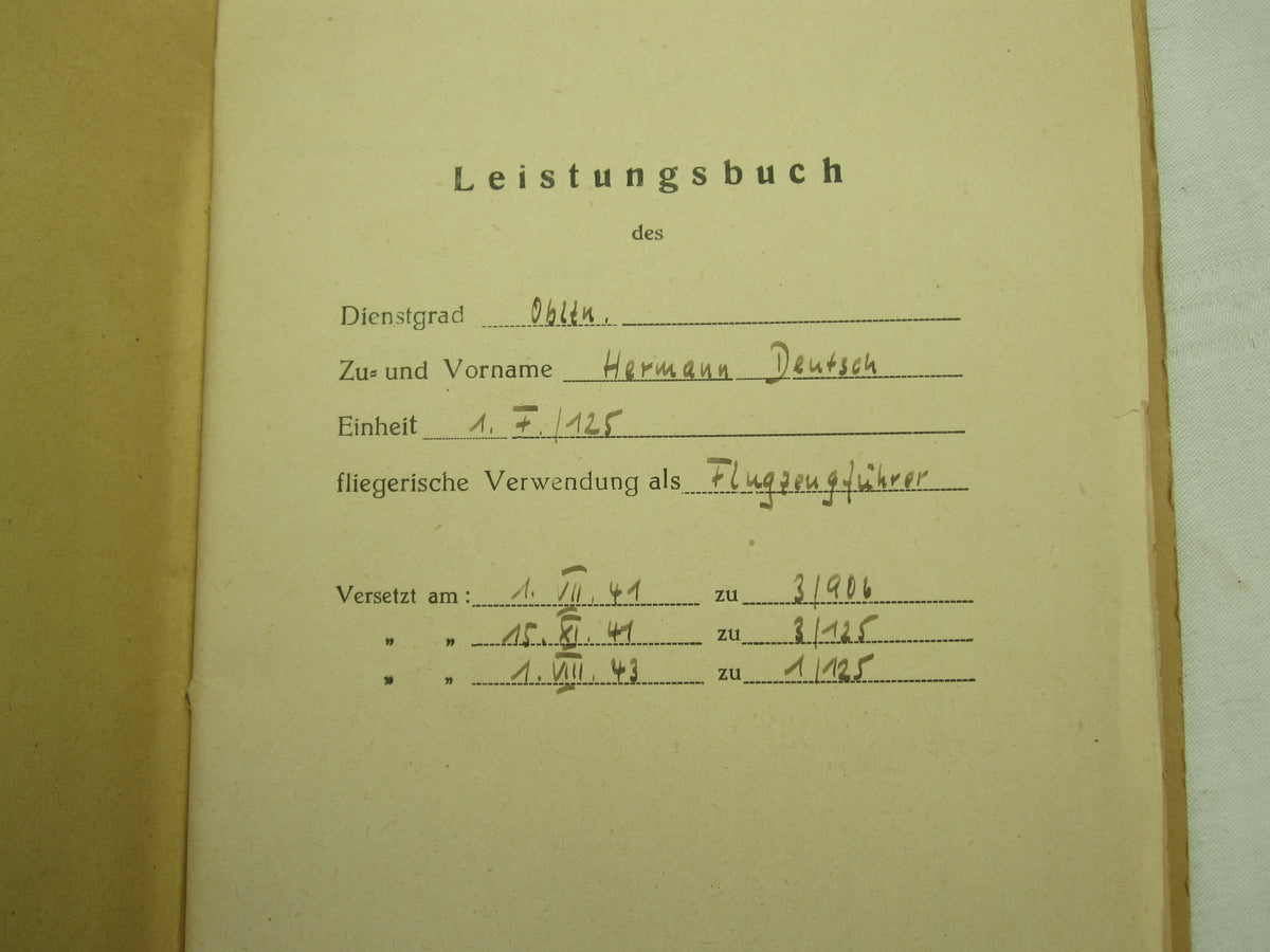 Flugbuch &amp; Leistungsbuch für SEEFLIEGER Träger Ehrenpokal der Luftwaffe Frontflugspange Gold EK1/39  etc etc