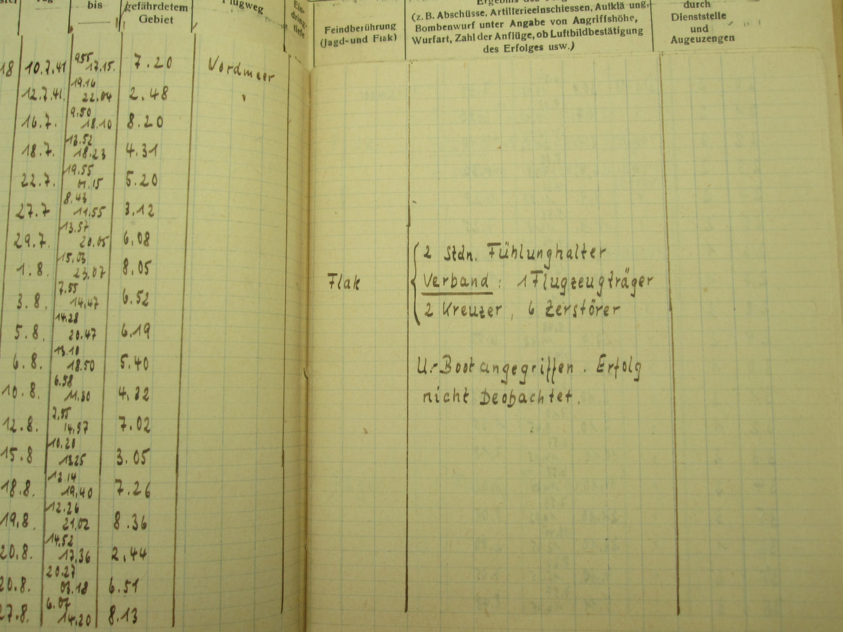Flugbuch &amp; Leistungsbuch für SEEFLIEGER Träger Ehrenpokal der Luftwaffe Frontflugspange Gold EK1/39  etc etc
