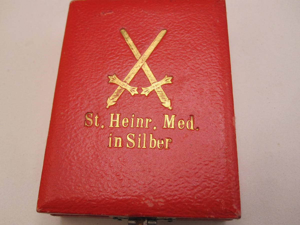 Silberne Medaille des Militär Sankt Heinrich Orden Sachsen im Verleihungsetui