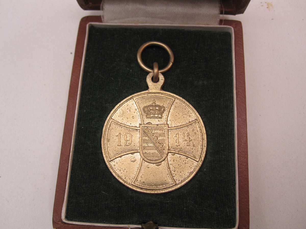Original Sachsen Altenburg Tapferkeitsmedaille 1915 im Verleihungsetui VERGOLDET