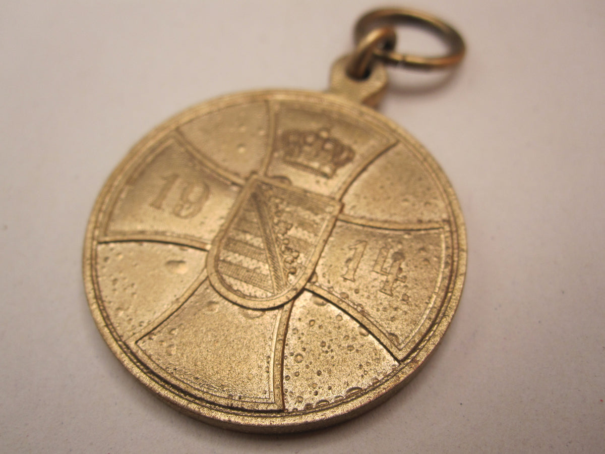 Original Sachsen Altenburg Tapferkeitsmedaille 1915 im Verleihungsetui VERGOLDET