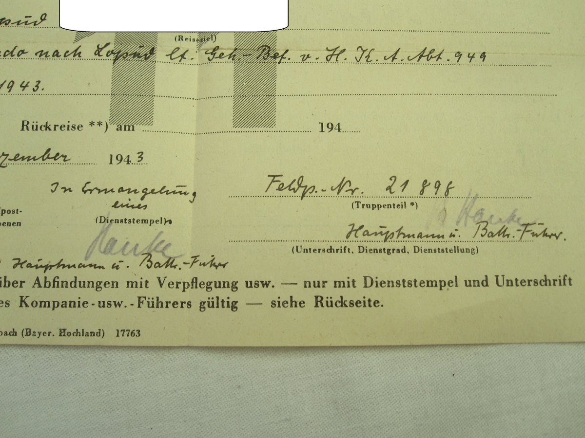 Sonderausweis Vordruck der Waffen-SS / Heeres Küsten Artillerie Abteilung / KROATIEN