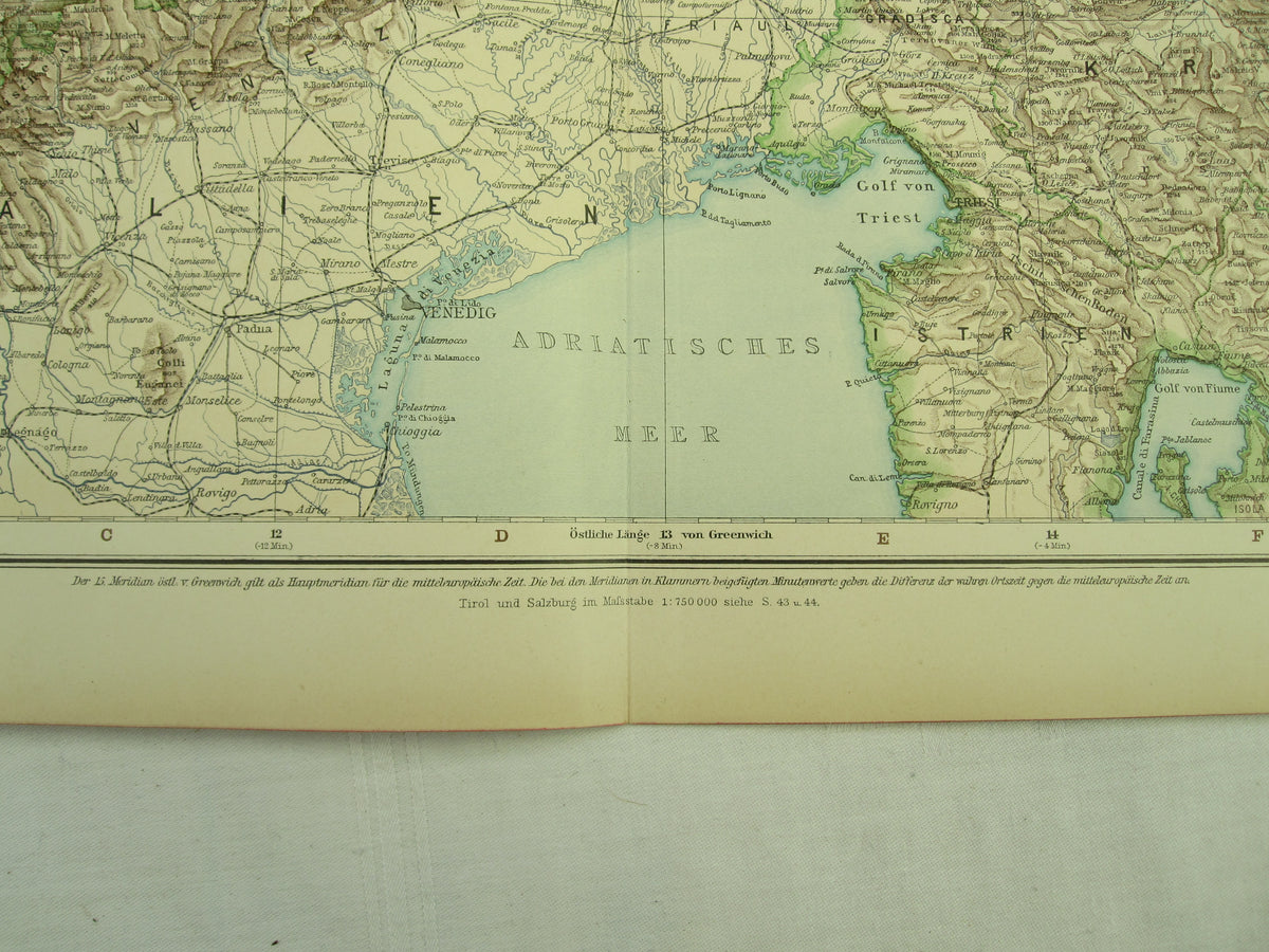 Original Landkarte Österreich Bosnien Tirol Kroatien Italien etc etc