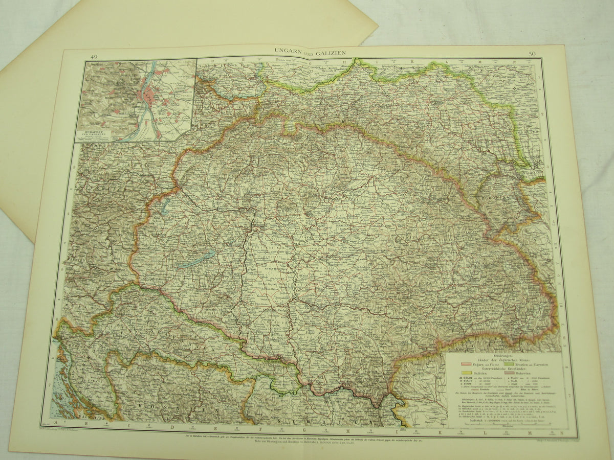 Original Landkarte Österreich / Ungarn Budapest Bukowina k.u.k. etc etc