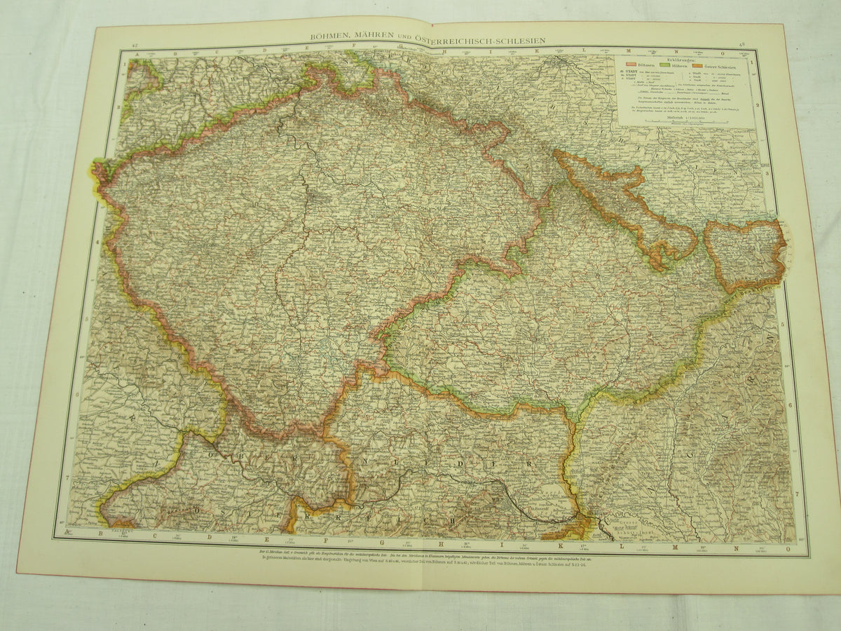 Original Landkarte Österreich / Schlesien Mähren Böhmen k.u.k. etc etc