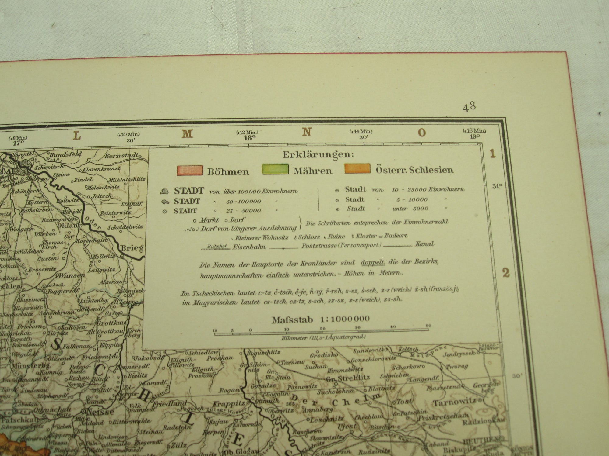 Original Landkarte Österreich / Schlesien Mähren Böhmen k.u.k. etc etc