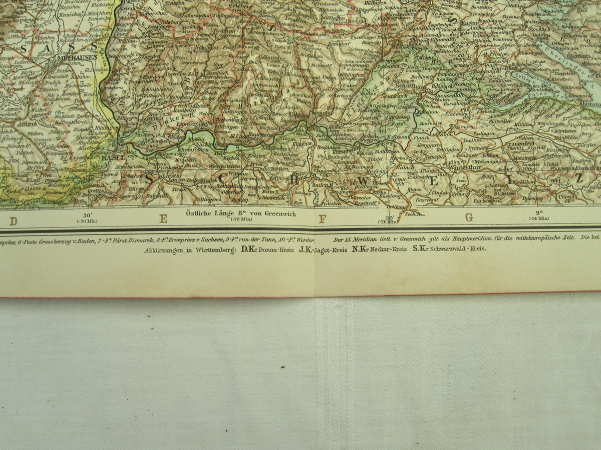 Original Landkarte Elsass - Lothringen Baden Württemberg und Rheinpfalz Deutschland etc etc