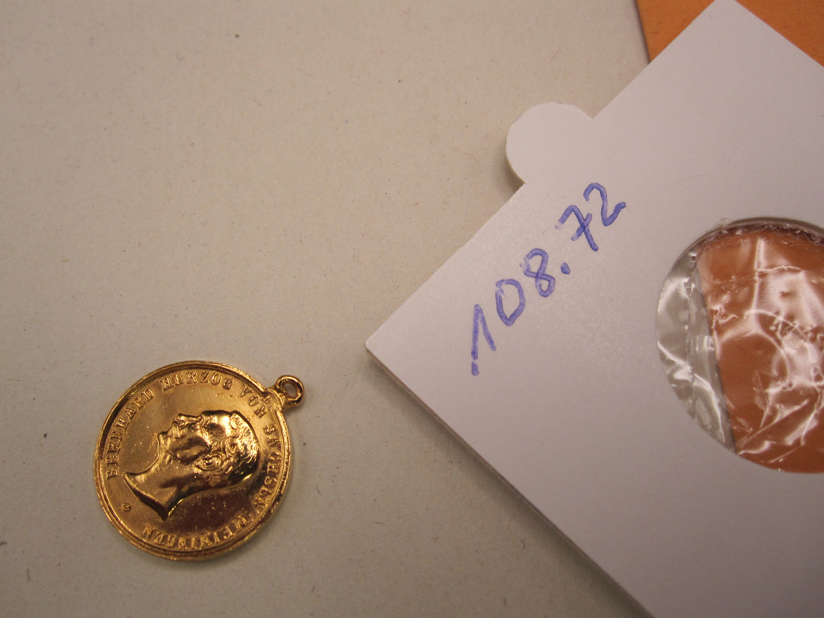Miniatur Sachsen-Meiningen goldene Verdienstmedaille Hausorden Herzog Bernhard