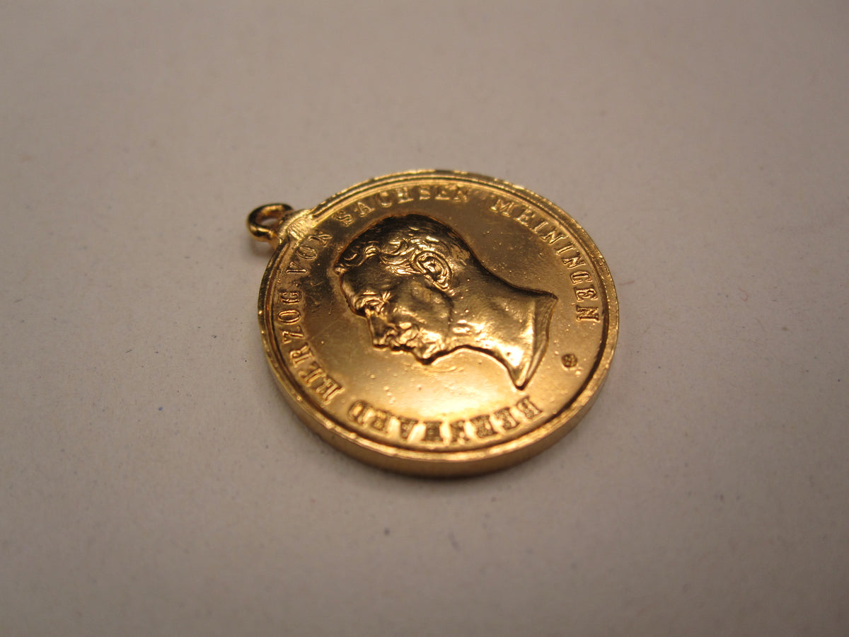 Miniatur Sachsen-Meiningen goldene Verdienstmedaille Hausorden Herzog Bernhard