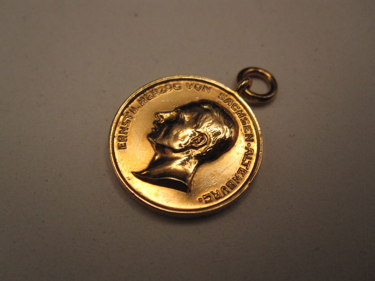 Sachsen-Meiningen goldene Verdienstmedaille Herzog ERNST Hausorden FIDELITER ET CONSTANTER