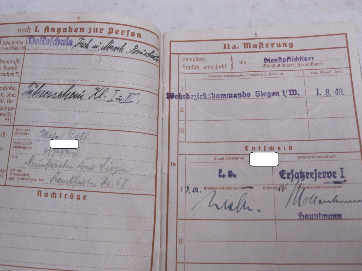 Wehrpaß &amp; Wehrmacht Führerschein etc etc SONDERFÜHRER !!!