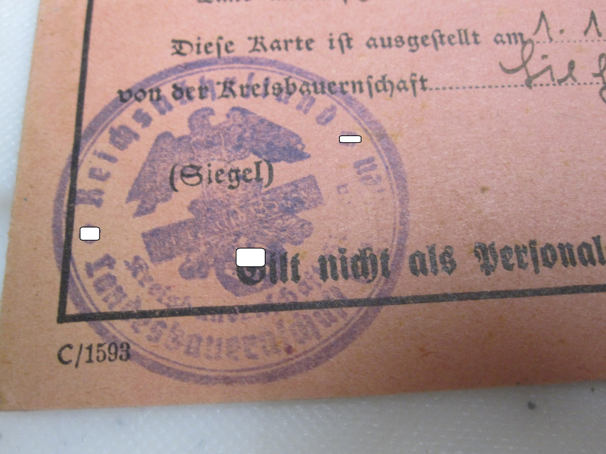 Beitragskarte Reichsnährstand Siegen 1943