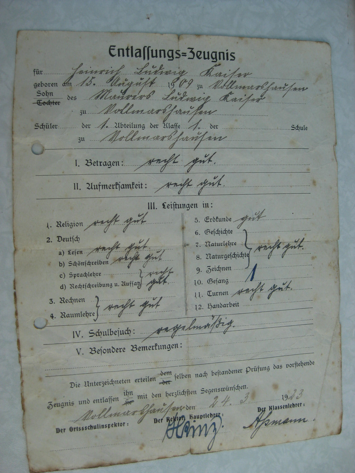 Verleihungsurkunde zur Kriegsverdienstmedaille &amp; Wehrpaß Kassel