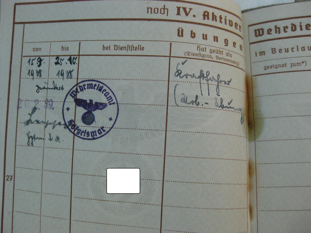 Verleihungsurkunde zur Kriegsverdienstmedaille &amp; Wehrpaß Kassel