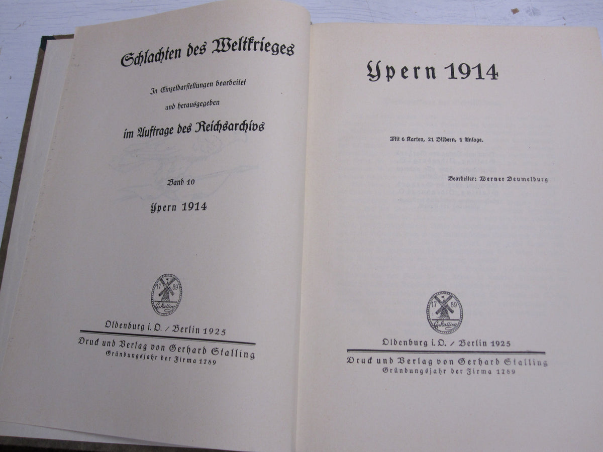 Buch Reichsarchiv YPERN 1.Weltkrieg Westfront