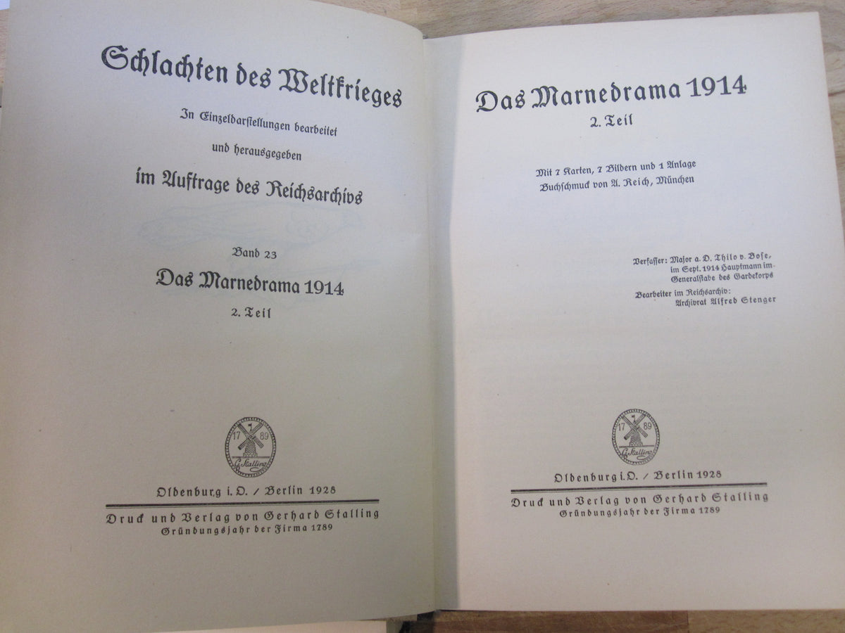 Buch Reichsarchiv Das Marnedrama Band I &amp; Band II 1.Weltkrieg Westfront