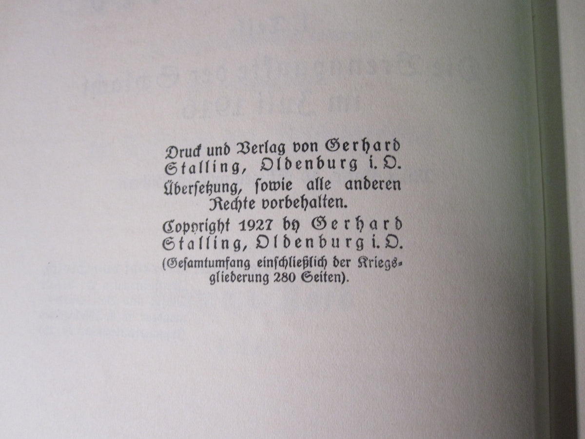 Buch Reichsarchiv SOMME NORD 1.Teil Die Brennpunkte der Schlacht im Juli 1916