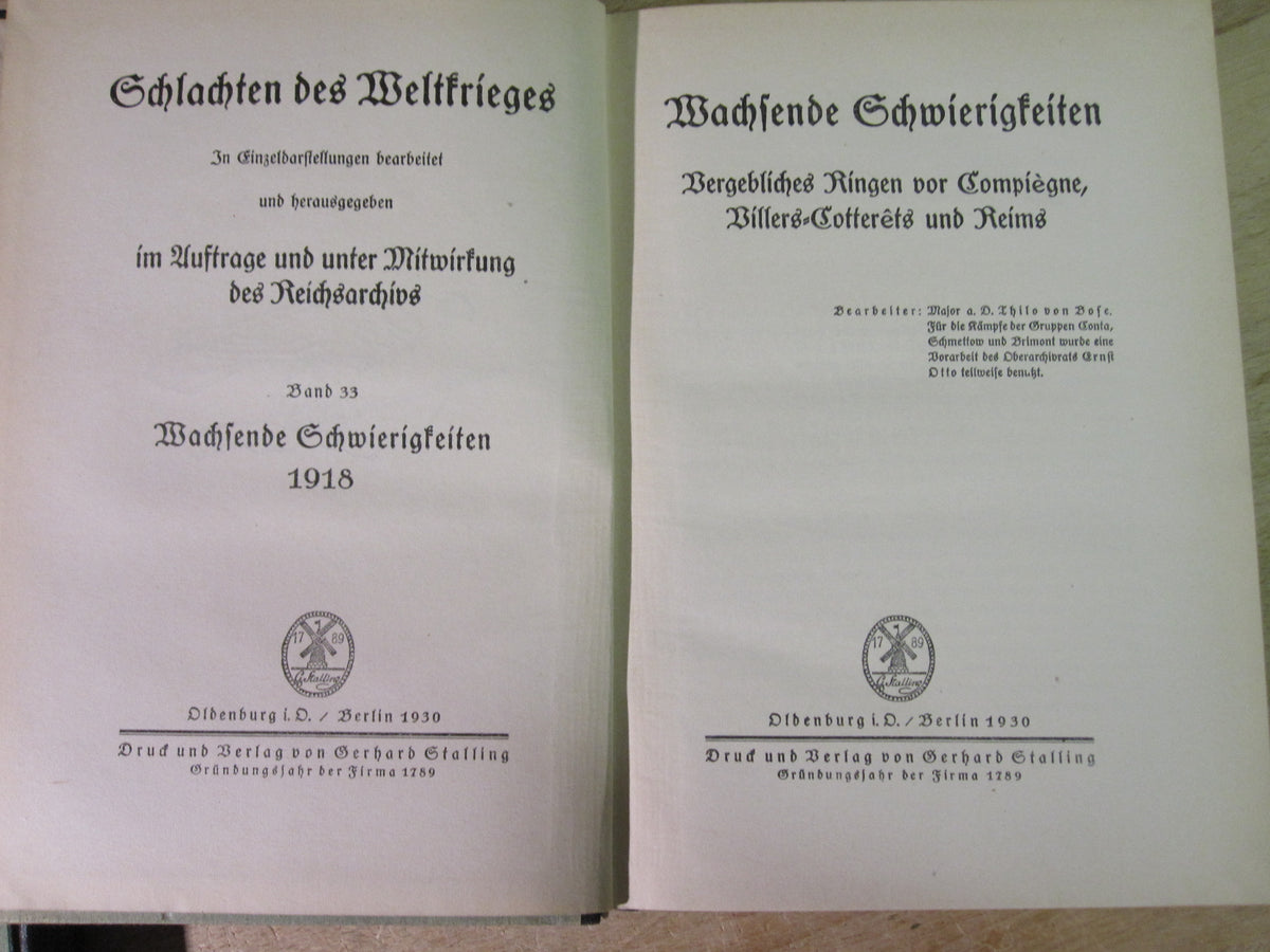 Buch Reichsarchiv WACHSENDE SCHWIERIGKEITEN 1918